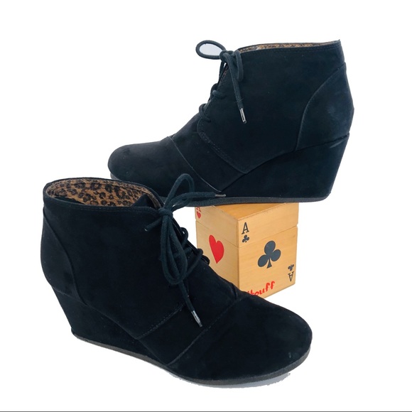 Cityclassified Shoes - City Classified Bootie Black Faux Suede Wedge